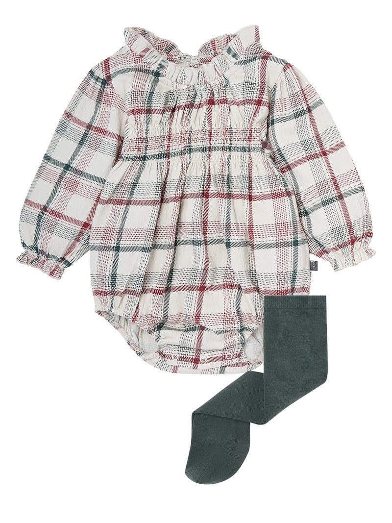 Modern Moments By Gerber Baby Girl Bubble Romper and Tights Outfit Set, 2-Piece, Sizes 0/3 Months... | Walmart (US)