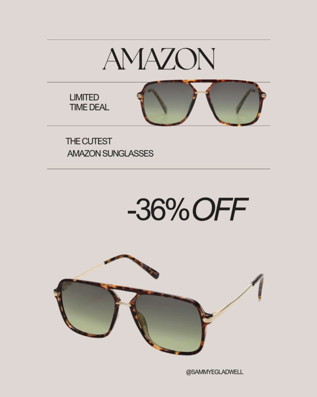 The cutest Amazon aviator sunglasses on sale! 

#LTKStyleTip #LTKU #LTKSaleAlert