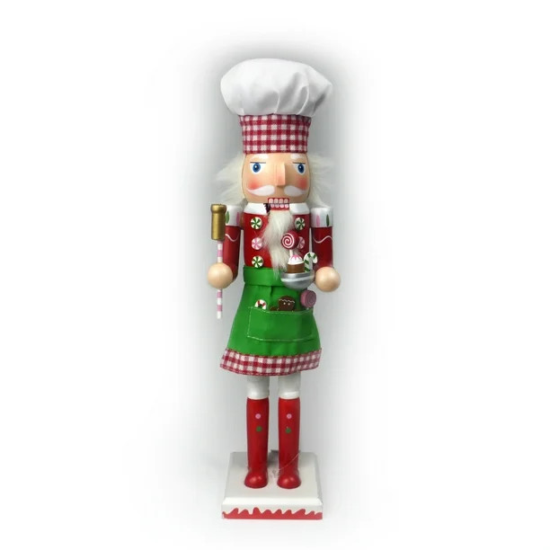 15" Nutcracker Christmas Decoration - Traditional Wooden Bakery Chef with Christmas Treats Style.... | Walmart (US)