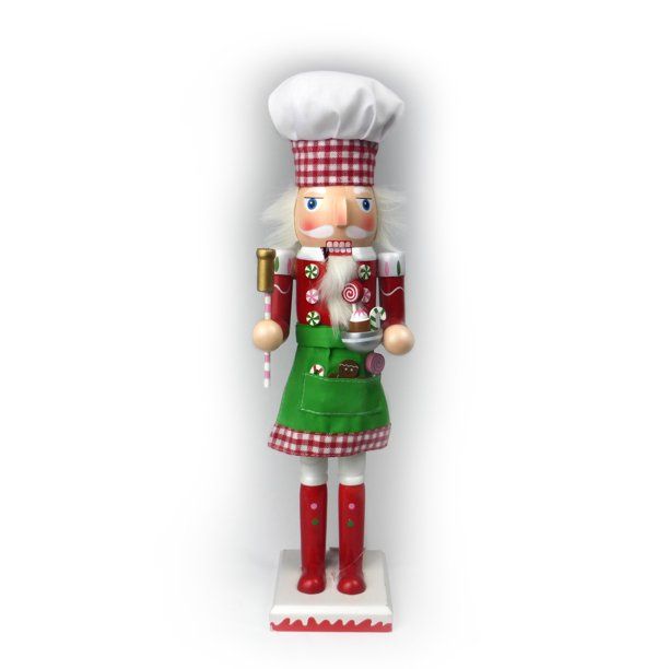 15" Nutcracker Christmas Decoration - Traditional Wooden Bakery Chef with Christmas Treats Style.... | Walmart (US)