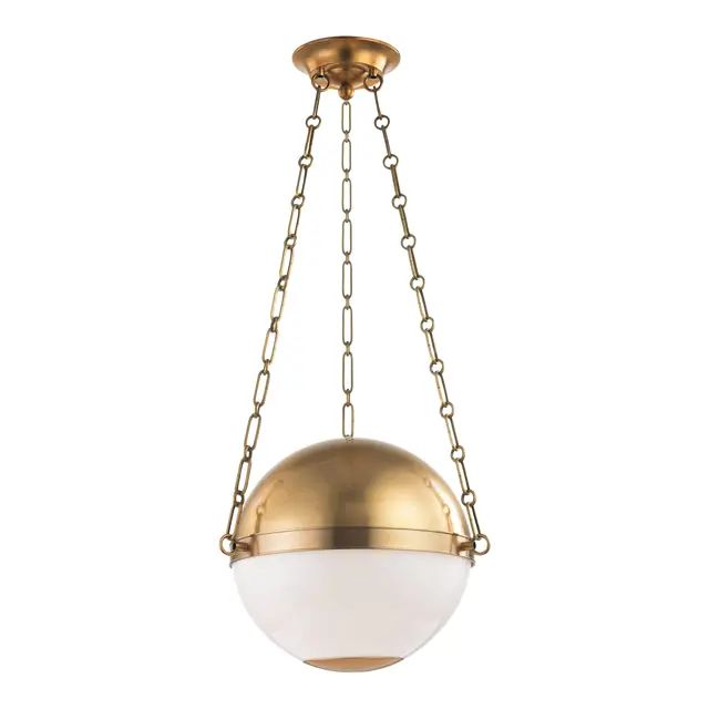 Mark D. Sikes Sphere No.2 2 Light Small Pendant - Aged Brass | Chairish
