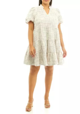 Plus Size Tweed Tiered Dress | Belk