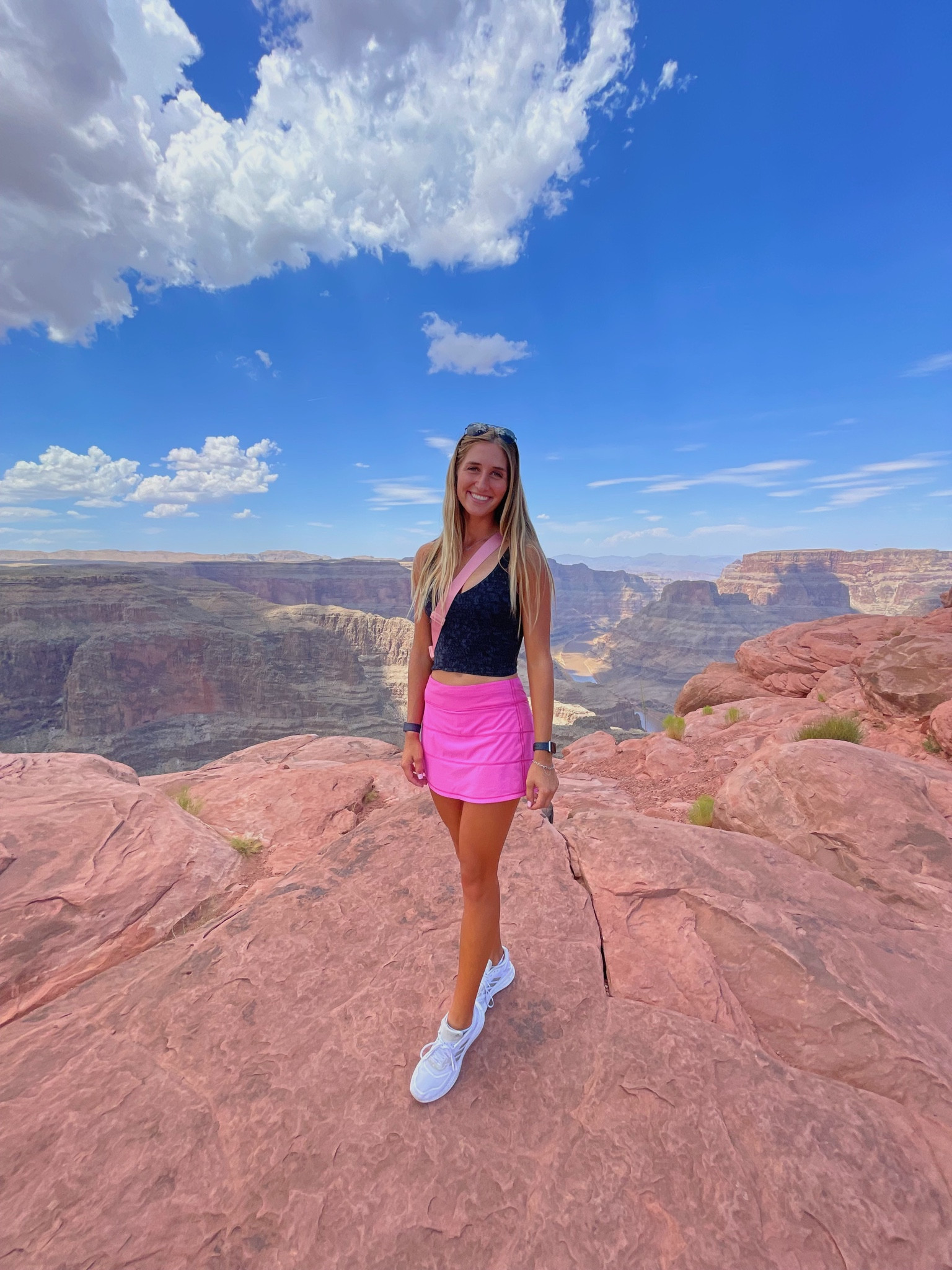 Cute hiking outfit!✨💗 I get Long in all Lululemon skirts since I am 6’0! I couldn’t find this exact tank print but I attached a black one and it’ll go just as well with the skirt! I found similar shoes online and they are on sale now, 50% off! 

#LTKGiftGuide #LTKVideo #LTKstyletip