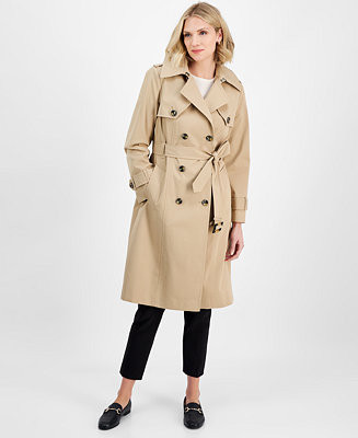 Women's Belted Hooded Trench Coat | Macy's