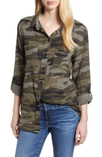 Women's Sanctuary Steady Boyfriend Camo Shirt | Nordstrom