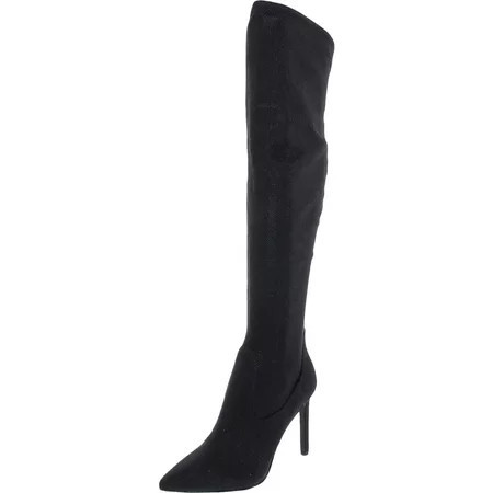 Nine West Tacy2 Black Zip Closure Leather Over The Knee Stiletto Heeled Boots (Black 8) | Walmart (US)