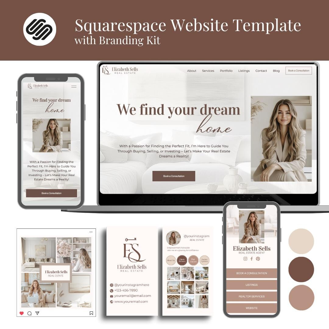 Realtor Website | Real Estate Agent Website | Squarespace Website Template | Interior Designer We... | Etsy (US)
