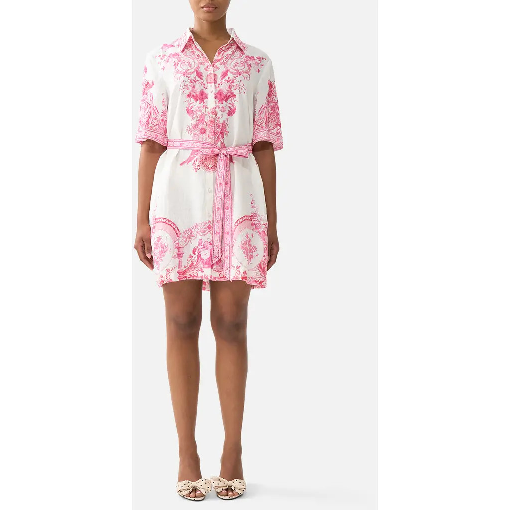 Camilla Short Shirt Dress in Livin La Vida Rosa at Nordstrom, Size Medium | Nordstrom
