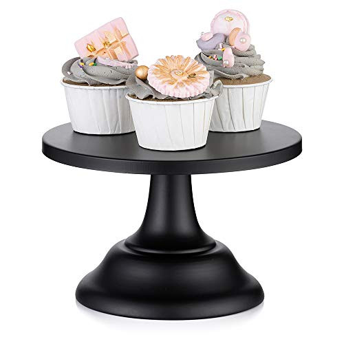 NUPTIO Cupcake Stand Cake Display : Black Dessert Holder Cookie Pedestal Stands Metal Trays for Desserts Round Gothic Serving Plate for Birthday Party Christmas Halloween Easter 7.87 Inch / 20cm | Amazon (US)