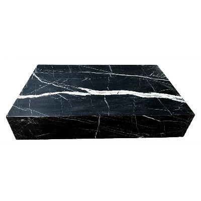 Genuine Marble Block Coffee Table - Black Marble, 54" Extra Large | Wayfair North America