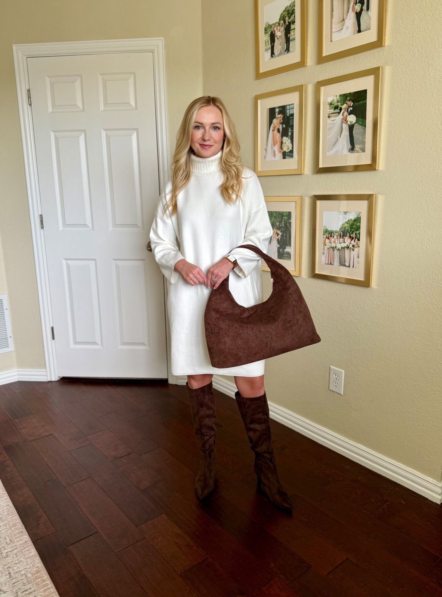 This dress comes in a handful of colors and is perfect for fall date nights! These boots are SUCH good quality for the price! Wearing an XS in dress and boots are true to size 

#LTKStyleTip #LTKPetite #LTKSeasonal