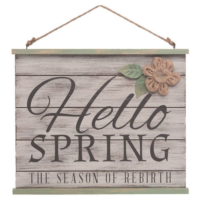 Transpac Wood 12 in. Brown Easter Hello Spring Hanging Decor | Target