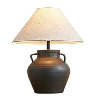 Mopoq Clay Pot Cement Color Table Lamp Linen Cloth Art Temple Table Lamp Creative Bedroom Bedside La | Amazon (US)