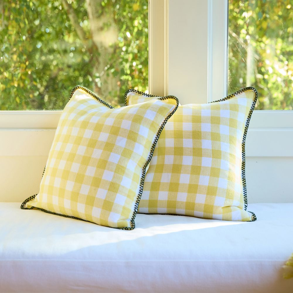 Gingham Whipstitch Pillow Cover | GreenRow