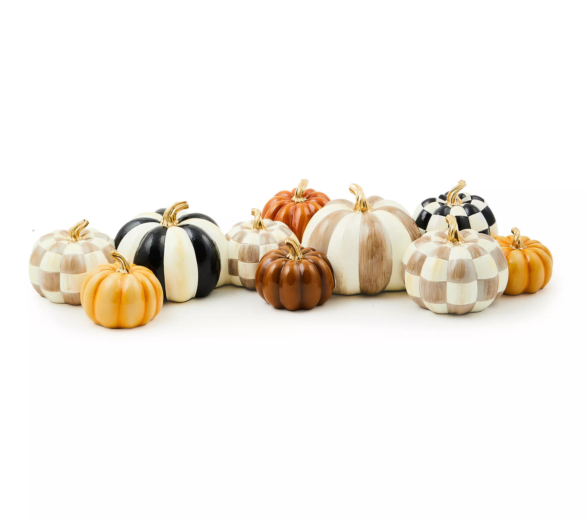 MacKenzie- Childs Autumnology Check & Stripe Pumpkin Cluster - QVC.com | QVC