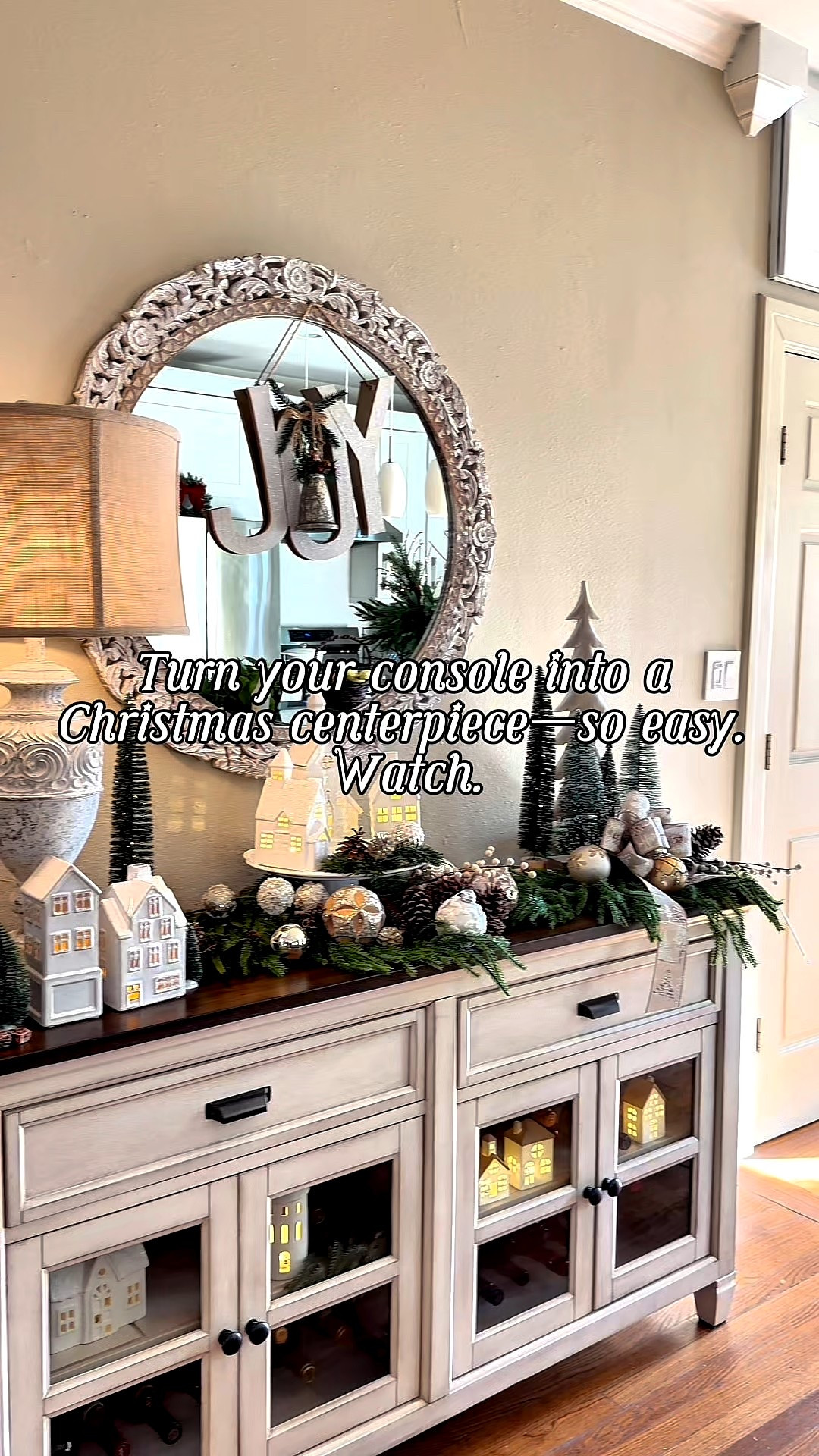 Christmas console table decor with Christmas village style ❤️☺️

#LTKHoliday #LTKSeasonal #LTKHome