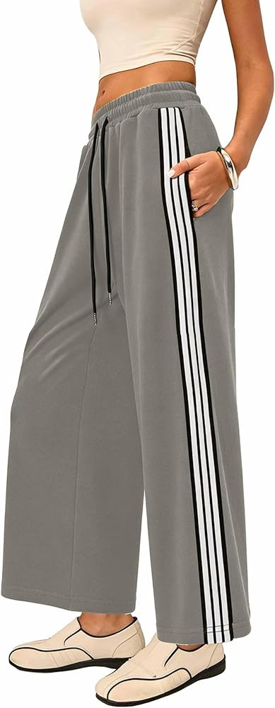 Lumister Women's High Waist Wide-Leg Track Pants with Pockets - Lightweight Quick-Dry Athletic Jo... | Amazon (US)