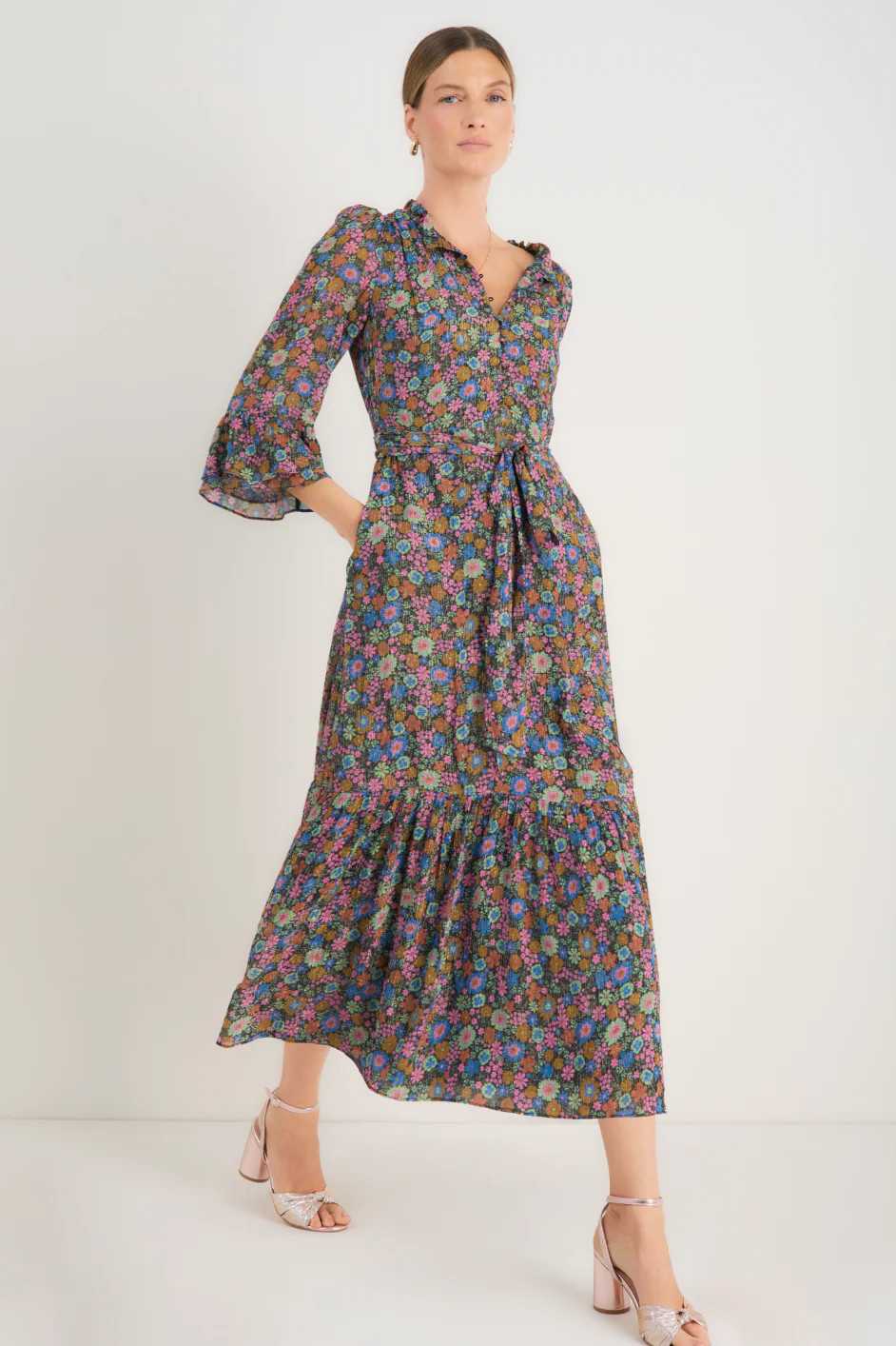 Stevie Dress - Midnight Multi Floral | WYSE London
