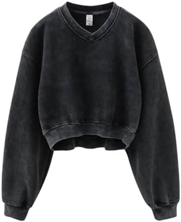 Hatant Sweatshirt for Women Acid Wash Athletic Hoodie Heritage Fleece V-neck Long Sleeve Hoodie F... | Amazon (US)