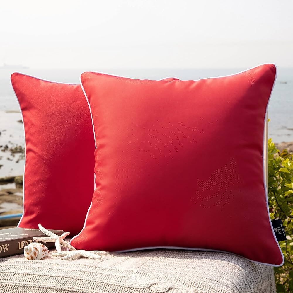 Phantoscope Pack of 2 Outdoor Waterproof Solid Throw Decorative Pillow Cover Decorative Square Ou... | Amazon (US)