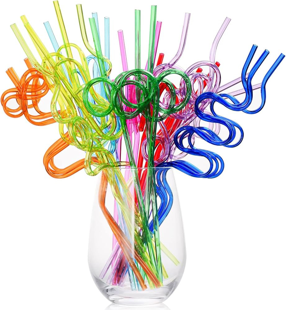 Crazy Straws for Kids, 40 Pcs Reusable Silly Straws - Assorted Shapes & Colors - Plastic Crazy Lo... | Amazon (US)