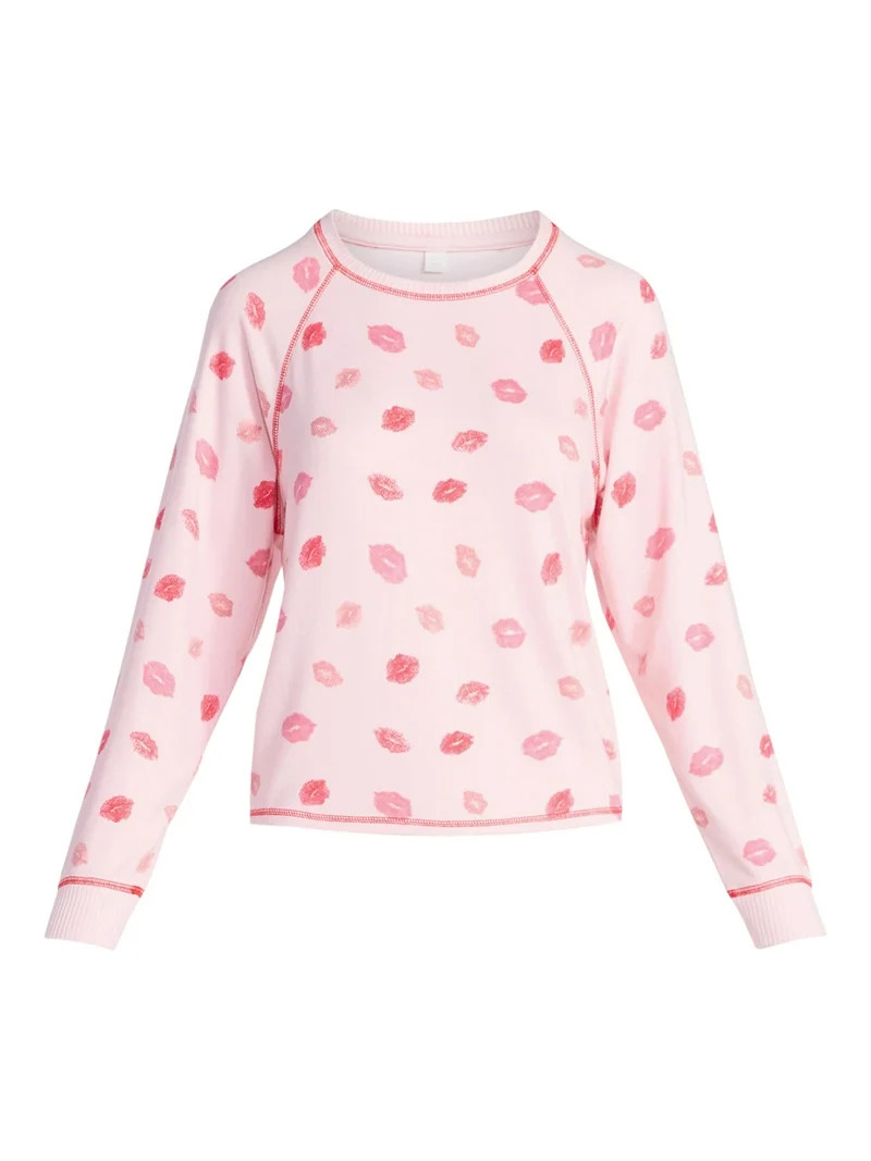 Joyspun Women's Cozy Lounge Collection Hacci Knit Long Sleeve Sleep Top, Sizes XS-3X | Walmart (US)