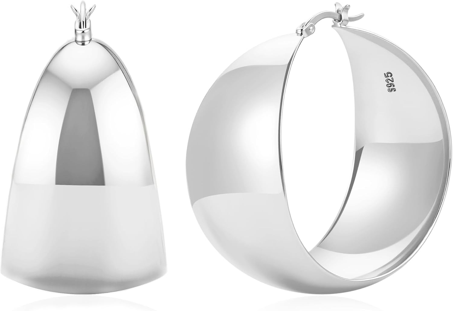 LOUMILEO 24MM Wide Thick Silver Hoop Earrings for Women Lightweight | Amazon (US)