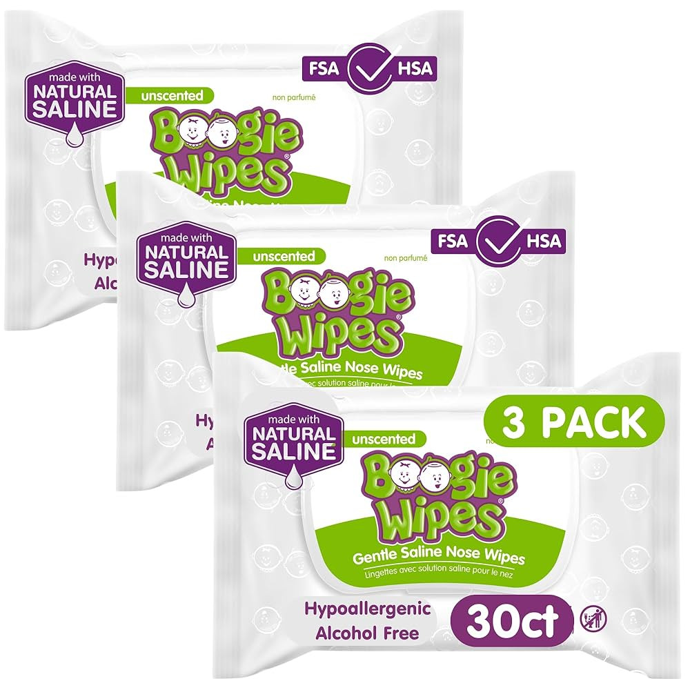 Saline Nose Wipes by Boogie, for Baby & Kids, Face, Hand & Body, FSA/HSA Eligible, Made with Vita... | Amazon (US)