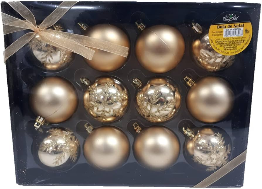 Enfeite de natal kit bola de natal para arvore com 12 peças (DOURADO) | Amazon (BR)