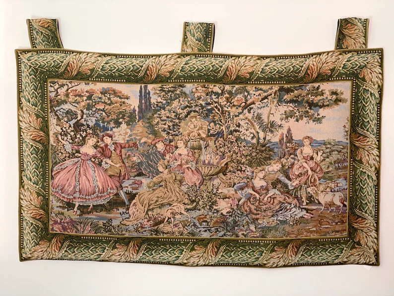 HUGE Vintage French Reproduction Wall Tapestry 56 X 33.5 Rococo Style Wall Hanging Tapestry Rococ... | Etsy (US)