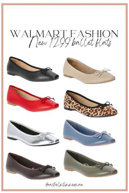 NEW WALMART FASHION BALLET FLATS 😍 so cute and only $12.99. Eight color options. Memory foam soles and run TTS. 

Walmart Fashion. LTK under 50. Walmart new arrivals. Ballet flats. 