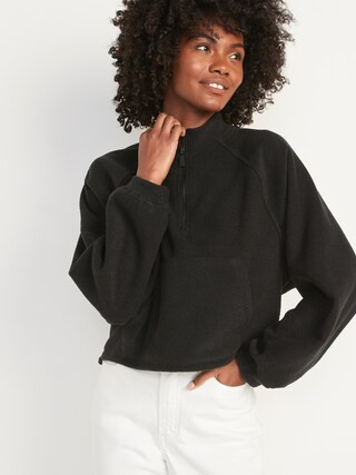 Long-Sleeve Half-Zip Oversized Textured Sweatshirt for Women | Old Navy (US)