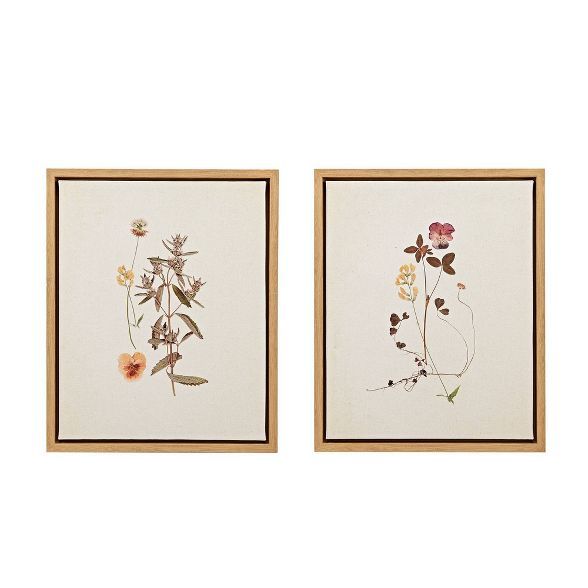 2pc French Herbarium Framed Linen Canvas - Martha Stewart | Target