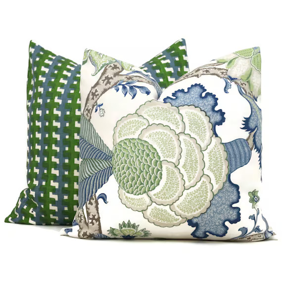 Schumacher Arborvitae in Blue and Green Floral Decorative | Etsy | Etsy (US)