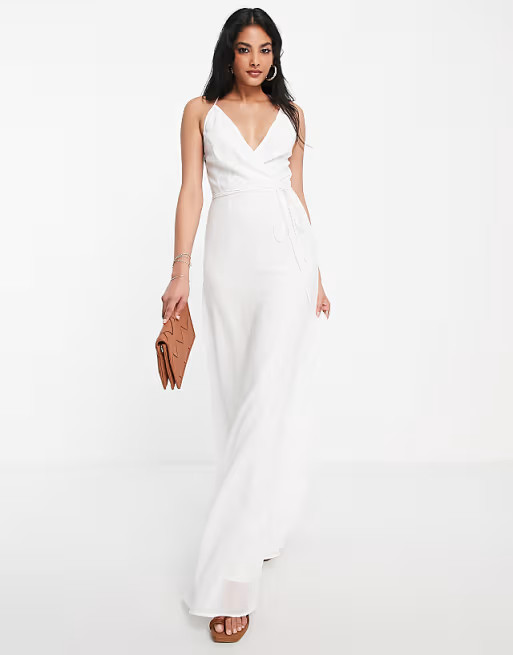 ASOS DESIGN cami wrap maxi dress with lace up back | ASOS (Global)