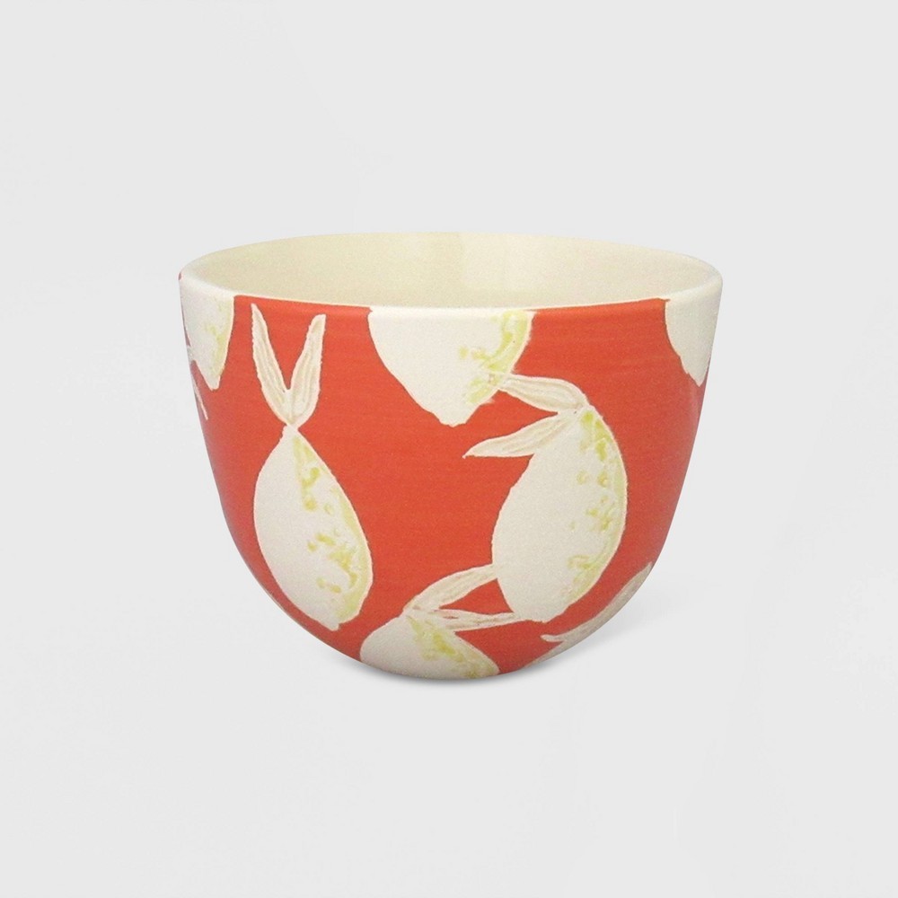 4"" Stoneware Planter Lemons Coral - Opalhouse , White Red | Target