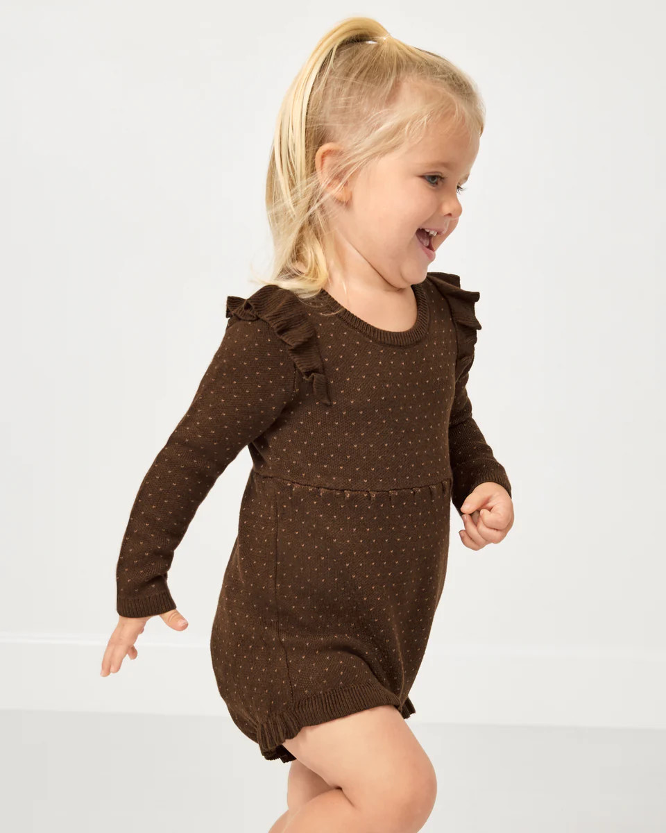 Mocha Sweater Bubble Romper | Little Sleepies