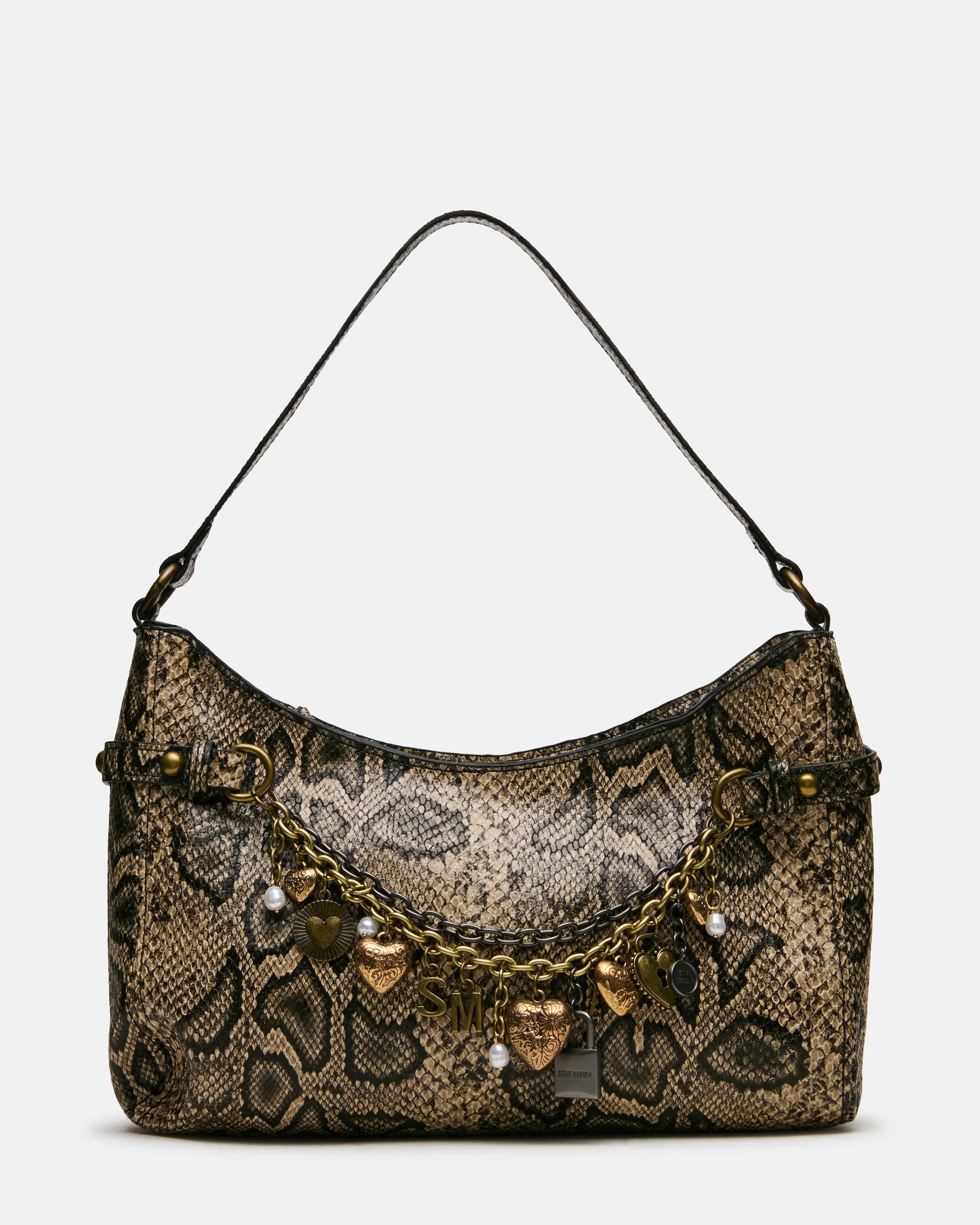 LIANNA Bone/Multi Slouchy Bag Charms Shoulder Handbag | Steve Madden (US)