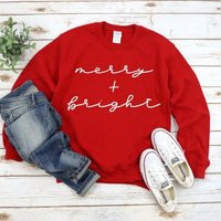 Merry & Bright | Christmas Sweatshirt For Women Soft Party Sweatshirt | Etsy (US)