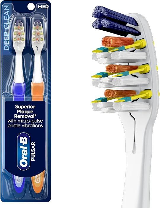 Oral-B Pulsar Pro-Health Expert Clean, Battery electric toothbrush, 2 count MEDIUM toothbrush pac... | Amazon (US)