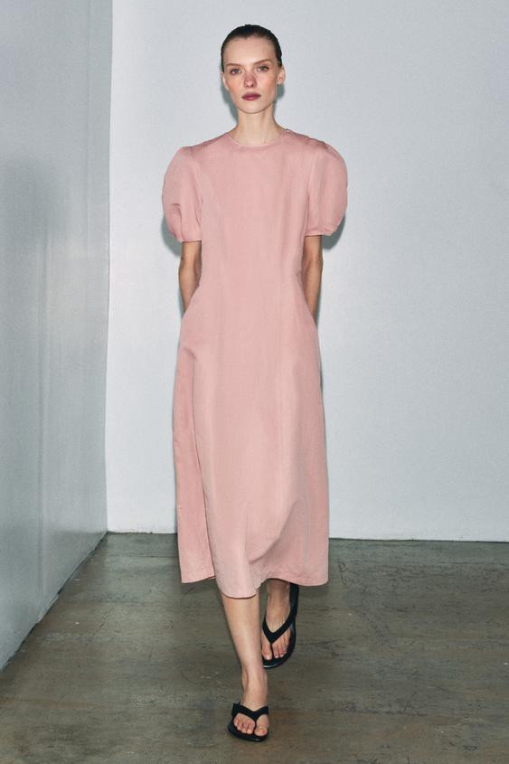 ZW COLLECTION LINEN BLEND MIDI DRESS | Zara US