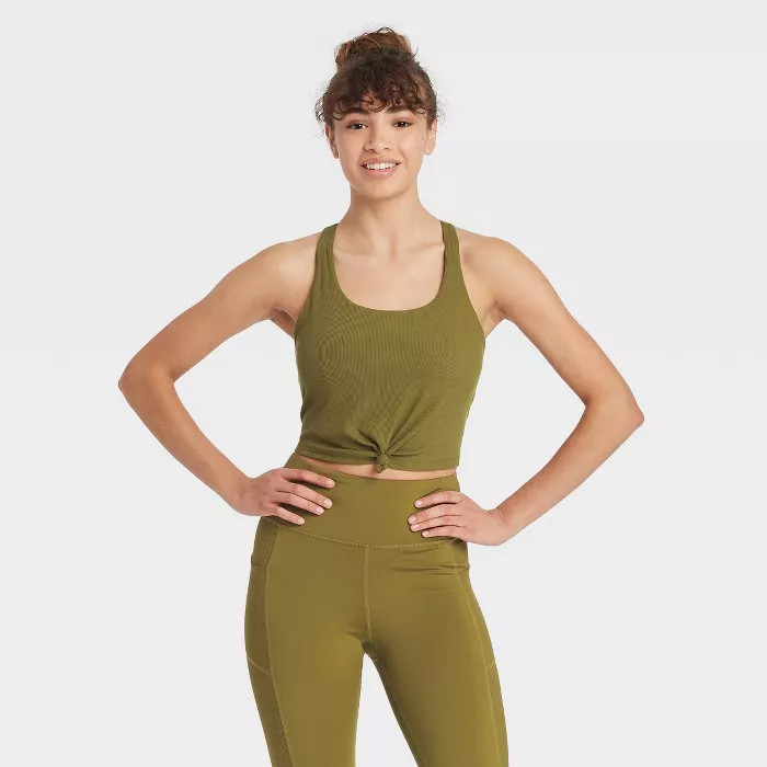 Women's Ribbed Tie-Front Racerback Bra - JoyLab™ | Target