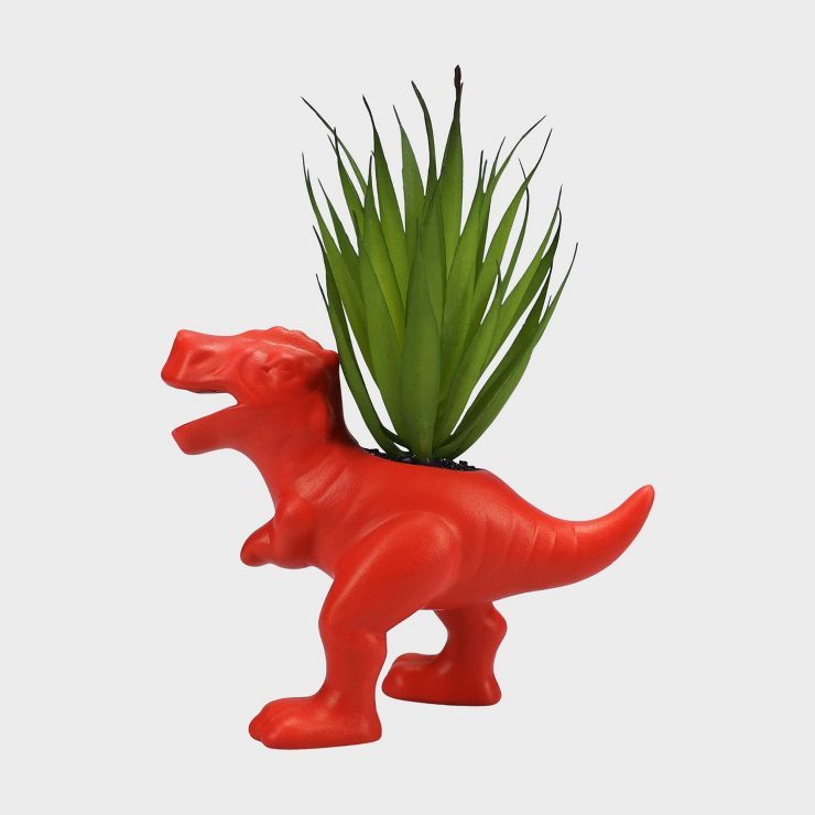 7.08" Ceramic Faux Succulent Valentine's Day Dinosaur Red - Spritz™ | Target