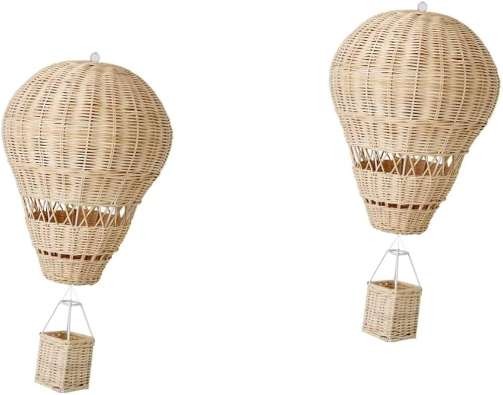 Toyvian 2pcs Rattan Hot Air Balloon Rattan Hot Air Balloon Decor Hot Air Ballons Decoration Baseb... | Amazon (US)