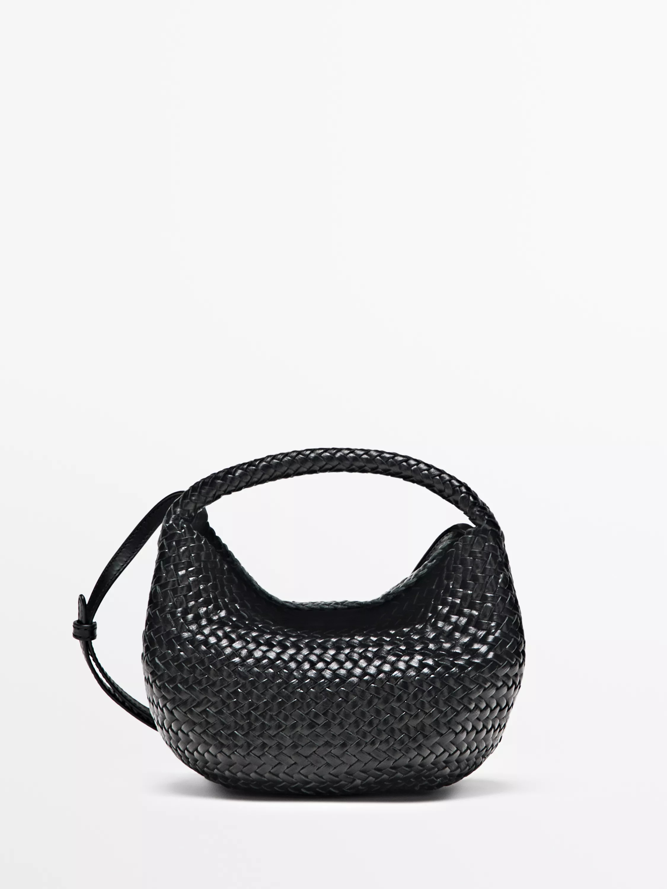Nappa leather braided mini bag | Massimo Dutti US