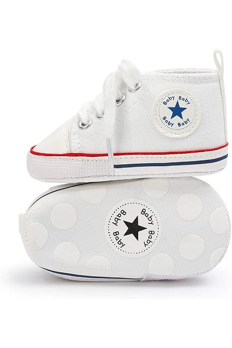 Meckior Infant Baby Boys Girls Canvas Sneakers High Top Lace up Crib Casual Shoes Newborn First Walk | Amazon (US)