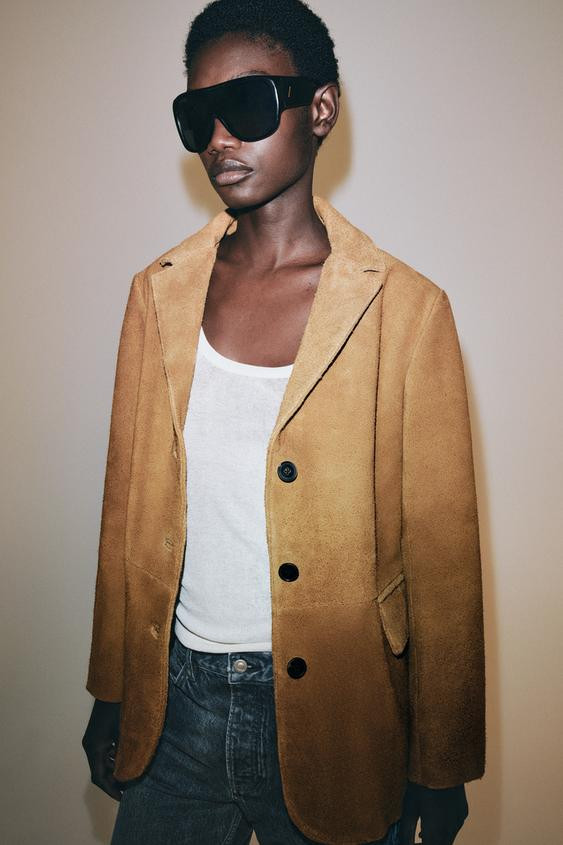 Zara - Zw Collection Limited Edition Oversized Suede Jacket - Women - Brown - Women | Zara US