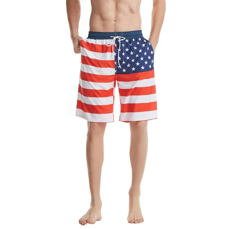 Mens American Flag Shorts Fashion Cool Style Swim Trunk Summer Beach Board Shorts - Walmart.com | Walmart (US)