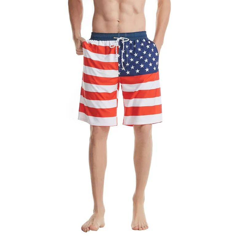 Mens American Flag Shorts Fashion Cool Style Swim Trunk Summer Beach Board Shorts - Walmart.com | Walmart (US)