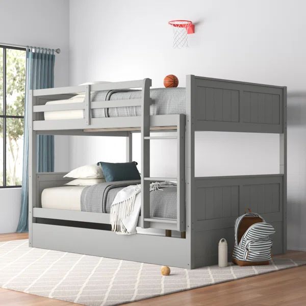 Isiah Full Over Full Wooden Bunk Bed with Twin Size Trundle | Wayfair North America